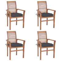 Dining Chairs 4 pcs with Anthracite Cushions Solid Teak Wood Kings Warehouse 