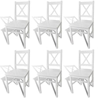 Dining Chairs 6 pcs White Pinewood Kings Warehouse 