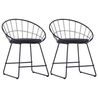 Dining Chairs with Faux Leather Seats 2 pcs Black Steel dining Kings Warehouse 