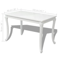 Dining Table 116x66x76 cm High Gloss White Kings Warehouse 