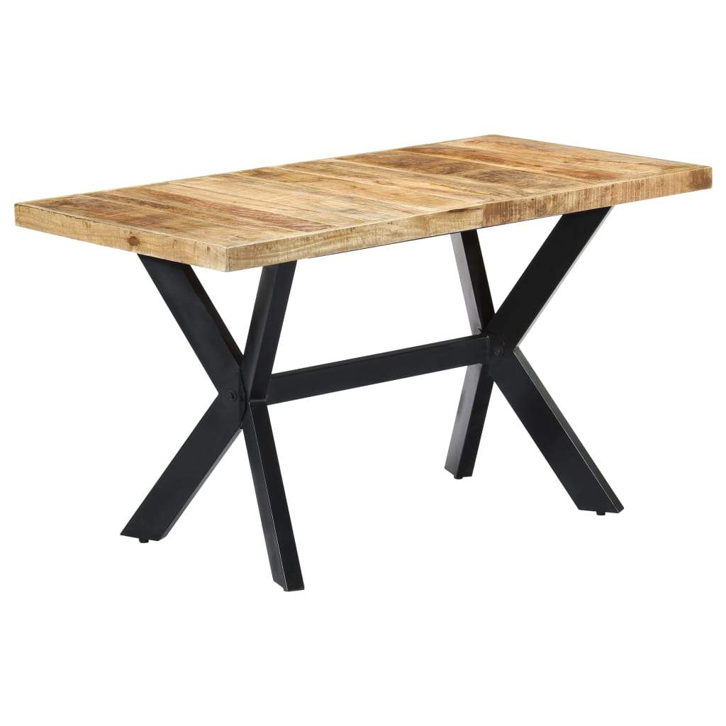 Dining Table 140x70x75 cm Solid Rough Mango Wood Kings Warehouse 