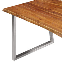 Dining Table 140x80x75 cm Solid Acacia Wood and Stainless Steel Kings Warehouse 