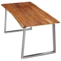 Dining Table 160x80x75 cm Solid Acacia Wood and Stainless Steel Kings Warehouse 