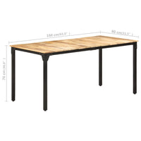 Dining Table 160x80x76 cm Rough Mango Wood dining Kings Warehouse 