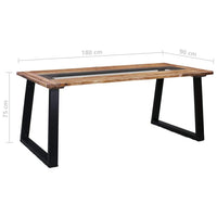 Dining Table 180x90x75 cm Solid Acacia Wood and Glass Kings Warehouse 