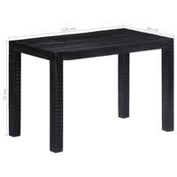 Dining Table Black 118x60x76 cm Solid Mango Wood Kings Warehouse 