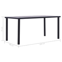 Dining Table Black and Concrete Grey 160x80x75 cm MDF Kings Warehouse 