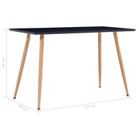 Dining Table Black and Oak 120x60x74 cm MDF Kings Warehouse 