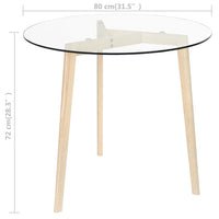 Dining Table Transparent 80 cm Tempered Glass dining Kings Warehouse 