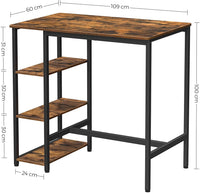 Dining Table with 3 Shelves and Industrial Style Stable Steel Structure, 109 x 60 x 100 cm, Rustic Brown dining Kings Warehouse 