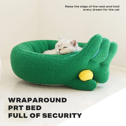 Dog Cat Pet Calming Bed Warm Soft Plush Round Nest Comfy Sleeping Gesture Bed Kings Warehouse 