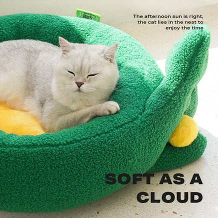 Dog Cat Pet Calming Bed Warm Soft Plush Round Nest Comfy Sleeping Gesture Bed Kings Warehouse 