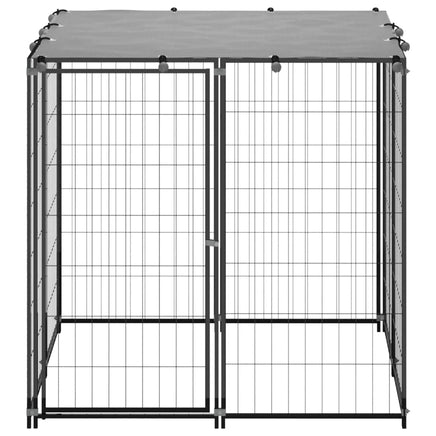 Dog Kennel Black 110x110x110 cm Steel Kings Warehouse 