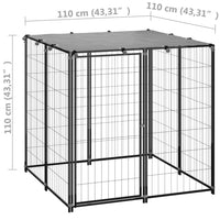 Dog Kennel Black 110x110x110 cm Steel Kings Warehouse 