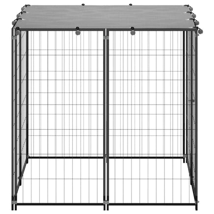 Dog Kennel Black 110x110x110 cm Steel Kings Warehouse 