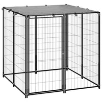 Dog Kennel Black 110x110x110 cm Steel Kings Warehouse 