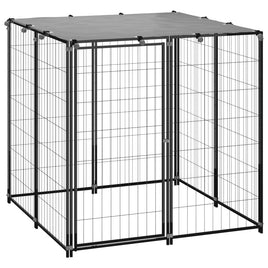 Dog Kennel Black 110x110x110 cm Steel Kings Warehouse 