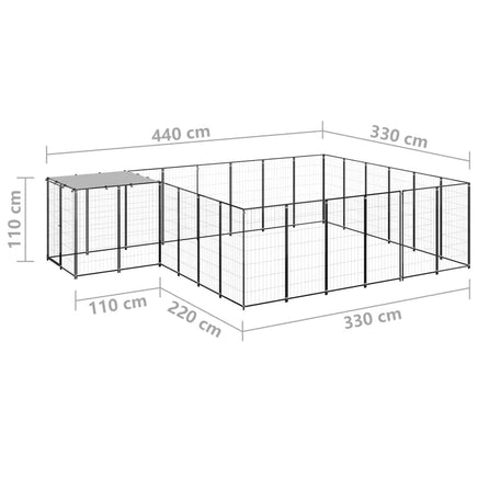 Dog Kennel Black 12.1 m² Steel Kings Warehouse 