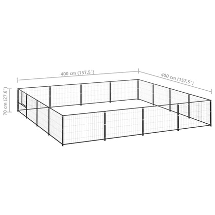 Dog Kennel Black 16 m² Steel Kings Warehouse 
