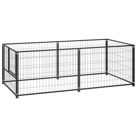 Dog Kennel Black 200x100x70 cm Steel Kings Warehouse 