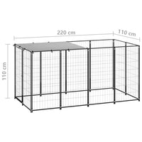 Dog Kennel Black 2.42 m² Steel Kings Warehouse 