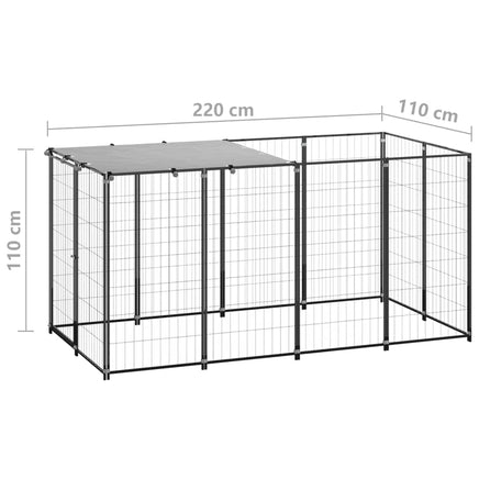 Dog Kennel Black 2.42 m² Steel Kings Warehouse 