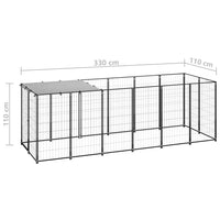 Dog Kennel Black 330x110x110 cm Steel Kings Warehouse 