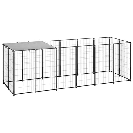 Dog Kennel Black 330x110x110 cm Steel Kings Warehouse 