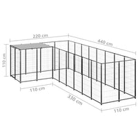 Dog Kennel Black 6.05 m² Steel Kings Warehouse 