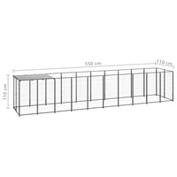 Dog Kennel Black 6.05 m² Steel Kings Warehouse 