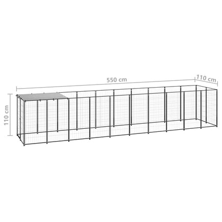 Dog Kennel Black 6.05 m² Steel Kings Warehouse 