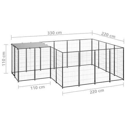 Dog Kennel Black 6.05 m² Steel Kings Warehouse 