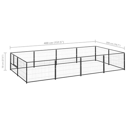 Dog Kennel Black 8 m² Steel Kings Warehouse 