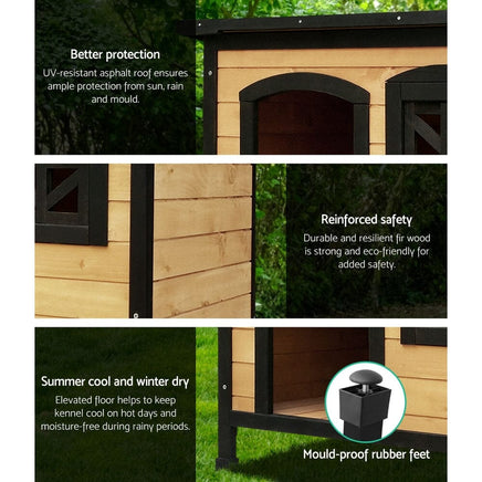 Dog Kennel Kennels Outdoor Wooden Pet House Cabin Puppy Large L Outside dog supplies Kings Warehouse 