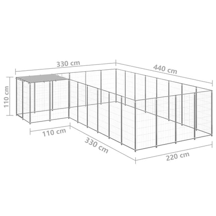 Dog Kennel Silver 10.89 m² Steel Kings Warehouse 