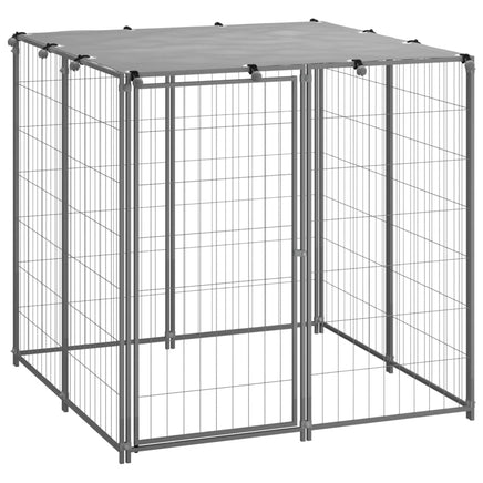 Dog Kennel Silver 110x110x110 cm Steel Kings Warehouse 
