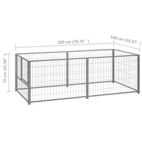 Dog Kennel Silver 200x100x70 cm Steel Kings Warehouse 