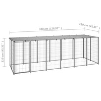 Dog Kennel Silver 330x110x110 cm Steel Coops & Hutches Supplies Kings Warehouse 