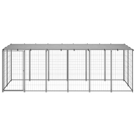Dog Kennel Silver 330x110x110 cm Steel Coops & Hutches Supplies Kings Warehouse 