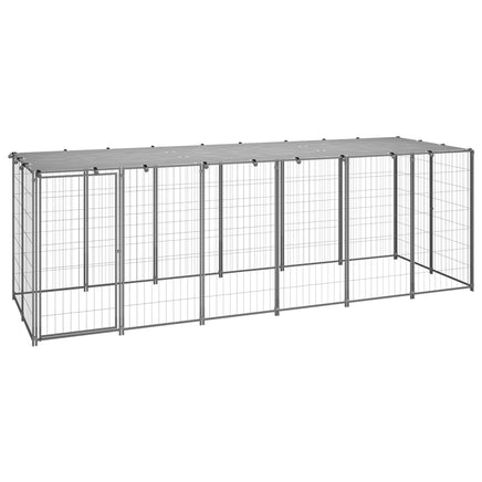 Dog Kennel Silver 330x110x110 cm Steel Coops & Hutches Supplies Kings Warehouse 