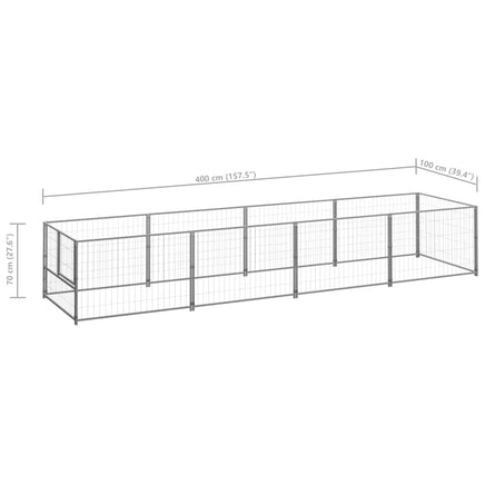 Dog Kennel Silver 4 m² Steel Kings Warehouse 