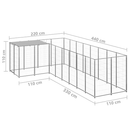 Dog Kennel Silver 6.05 m² Steel Kings Warehouse 