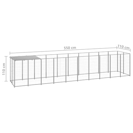 Dog Kennel Silver 6.05 m² Steel Kings Warehouse 