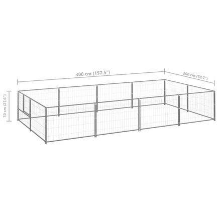 Dog Kennel Silver 8 m² Steel Kings Warehouse 