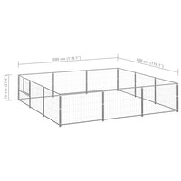 Dog Kennel Silver 9 m² Steel Kings Warehouse 