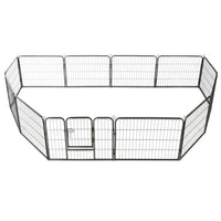 Dog Playpen 12 Panels Steel 80x60 cm Black Kings Warehouse 