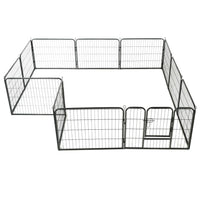 Dog Playpen 12 Panels Steel 80x60 cm Black Kings Warehouse 
