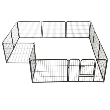 Dog Playpen 12 Panels Steel 80x60 cm Black Kings Warehouse 