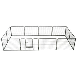 Dog Playpen 12 Panels Steel 80x60 cm Black Kings Warehouse 