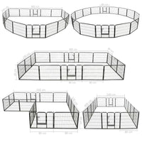 Dog Playpen 16 Panels Steel 60x80 cm Black Kings Warehouse 